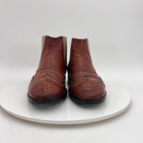Paolo Lantorno Women Size EU 38 US 7 Brown Leather Wingtip Chelsea Boot - Picture 2 of 15